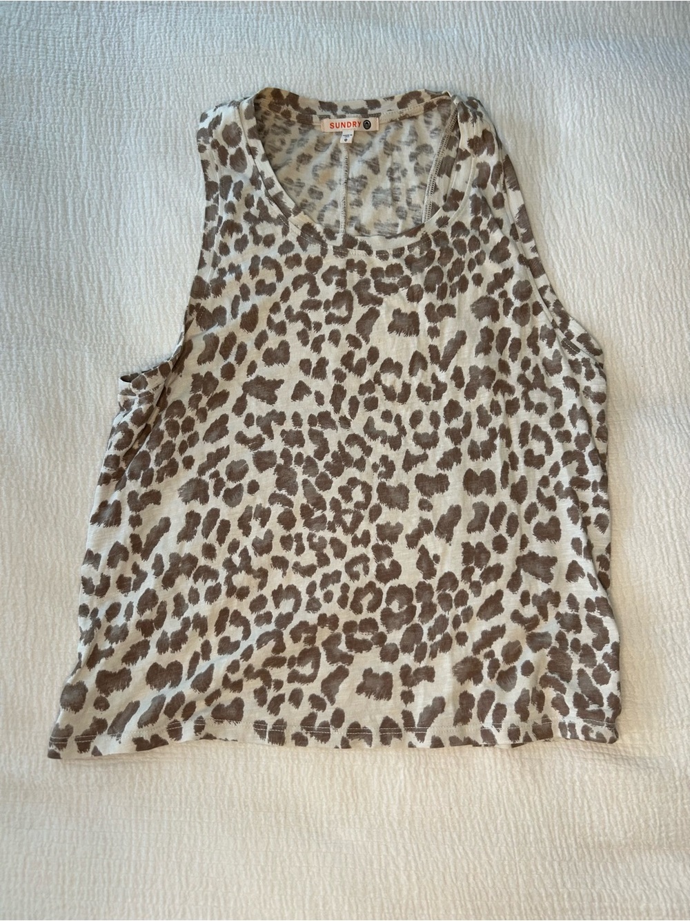 Sundry Leopard Print Cream and Brown Tank